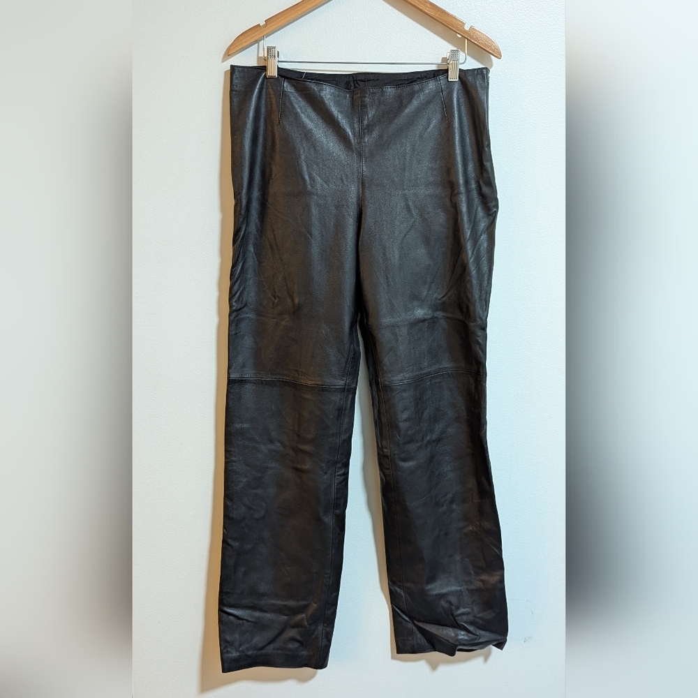 Escada 100% Lambskin Straight Leg Leather Pants | Size 44 (US 12/14)